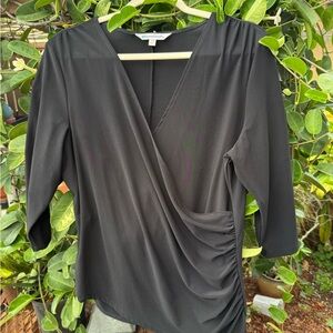 Travelsmith Black 3/4 Sleeve Evening Top Size LP